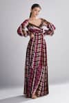 KoAi_Multi Color Chiffon Printed Flared Maxi Dress_Online_at_Aza_Fashions