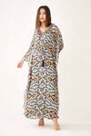 Buy_Koai_Blue Chiffon Dabu V Neck Print Kaftan_Online_at_Aza_Fashions