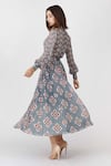 Shop_KoAi_Blue Georgette Crinkled Printed Skirt_at_Aza_Fashions