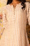 Shop_Vaani Beswal_Pink Kohl Striped Zari Silk Kurta Set_Online_at_Aza_Fashions