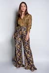Buy_Koai_Brown Straight Collar Printed Shirt With Flared Pant _at_Aza_Fashions
