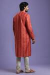Shop_Kora By Nilesh Mitesh_Red Blend, Chanderi Bandhani Print Kurta Set_at_Aza_Fashions