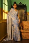 Buy_KoAi_Blue Silk Floral Print Saree _at_Aza_Fashions