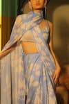 KoAi_Blue Silk Floral Print Saree _at_Aza_Fashions