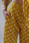 KoAi_Yellow Chanderi Silk Printed Palazzo (For Kids)_at_Aza_Fashions