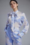 Buy Koai White Satin Silk Band Collar Printed Shirt at Aza Fashions Buy_Koai_White Satin Silk Band Collar Printed Shirt _at_Aza_Fashions