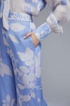 KoAi_Blue Satin Silk Printed Palazzo (For Kids)_at_Aza_Fashions