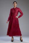 Buy Koai Maroon Chanderi Silk Band Collar Printed Shirt Online at Aza Fashions Buy_Koai_Maroon Chanderi Silk Band Collar Printed Shirt _Online_at_Aza_Fashions