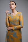 KoAi_Yellow Cotton Chanderi Silk Round Printed Kurta _at_Aza_Fashions