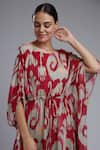 KoAi_White Chiffon Boat Printed Kaftan _at_Aza_Fashions