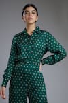 Buy_KoAi_Green Silk Printed Shirt (For Kids)_at_Aza_Fashions