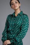 KoAi_Green Silk Printed Shirt (For Kids)_at_Aza_Fashions