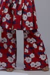 KoAi_Red Poplin Cotton Floral Print Palazzo (For Kids)_at_Aza_Fashions