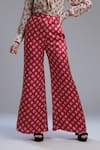 Shop_KoAi_Red Silk Printed Palazzo (For Kids)_at_Aza_Fashions