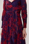 Buy_KoAi_Purple Chiffon V Neck Floral Print Dress _Online_at_Aza_Fashions