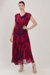 Buy_Koai_Red Chiffon V Neck Floral Print Kaftan Dress_at_Aza_Fashions