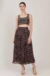 Buy_KoAi_Green Muslin Silk Abstract Print Pleated Skirt_at_Aza_Fashions