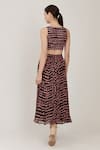 Shop_KoAi_Green Muslin Silk Abstract Print Pleated Skirt_at_Aza_Fashions