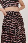 Shop_KoAi_Green Muslin Silk Abstract Print Pleated Skirt_Online_at_Aza_Fashions