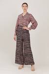Buy_KoAi_Pink Muslin Silk Spread Collar Abstract Print Shirt _Online_at_Aza_Fashions
