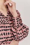 Shop_KoAi_Pink Muslin Silk Spread Collar Abstract Print Shirt _Online_at_Aza_Fashions