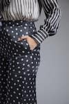 KoAi_Black Satin Silk Polka Dot Pant (For Kids)_at_Aza_Fashions