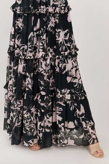 Buy_Koai_Green Chiffon Round Floral Print Dress _Online_at_Aza_Fashions