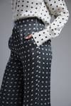 KoAi_Black Silk Polka Square Pant (For Kids)_at_Aza_Fashions