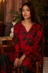 Koai_Red Muslin, Silk Floral Print Top_Online_at_Aza_Fashions