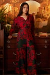 Buy_Koai_Green Muslin Silk Floral Print Pant _at_Aza_Fashions