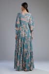 Shop_KoAi_Blue Chiffon Floral Print Maxi Dress_at_Aza_Fashions