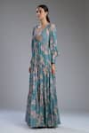 KoAi_Blue Chiffon Floral Print Maxi Dress_Online_at_Aza_Fashions