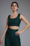 Buy_KoAi_Green Chanderi Silk Crop Top_at_Aza_Fashions
