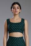 KoAi_Green Chanderi Silk Crop Top_at_Aza_Fashions