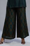 Shop_KoAi_Green Silk Flared Pant_at_Aza_Fashions