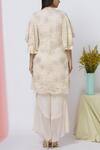 Shop_Aariyana Couture_Peach Moss Crepe Round Embroidered Kurta Set _at_Aza_Fashions