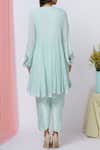 Shop_Aariyana Couture_Blue Georgette Tie-up Neck Embroidered Kurta Set _at_Aza_Fashions