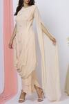 Buy_Aariyana Couture_Peach Georgette Round Embroidered Kurta Set  _Online_at_Aza_Fashions