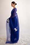 Buy_Kapardara_Blue Silk Organza Hand Painted Saree  _Online_at_Aza_Fashions