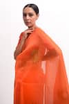 Buy_Kapardara_Orange Pure Silk Organza Hand Painted Sun Motif Saree _Online_at_Aza_Fashions