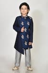 Buy_Arihant Rai Sinha_Blue Cotton Silk And Jacquard Embroidery Thread Kurta & Pant Set _at_Aza_Fashions