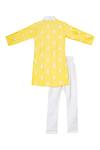 Shop_Little Stars_Yellow Embroidered Kurta Set For Boys_at_Aza_Fashions