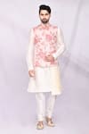 Buy_Arihant Rai Sinha_White Art Silk Floral Print Bundi And Kurta Set _at_Aza_Fashions