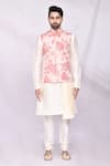 Buy_Arihant Rai Sinha_White Art Silk Floral Print Bundi And Kurta Set _Online_at_Aza_Fashions