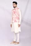 Shop_Arihant Rai Sinha_White Art Silk Floral Print Bundi And Kurta Set _Online_at_Aza_Fashions