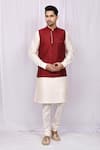 Buy_Arihant Rai Sinha_Maroon Art Silk Bundi And Kurta Set _at_Aza_Fashions