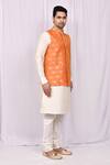 Arihant Rai Sinha_Orange Art Silk Woven Bundi And Kurta Set_Online_at_Aza_Fashions