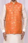 Shop_Arihant Rai Sinha_Orange Art Silk Woven Bundi And Kurta Set_Online_at_Aza_Fashions