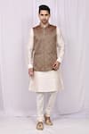 Buy_Arihant Rai Sinha_Brown Art Silk Woven Bundi And Kurta Set _at_Aza_Fashions