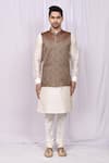 Buy_Arihant Rai Sinha_Brown Art Silk Woven Bundi And Kurta Set _Online_at_Aza_Fashions